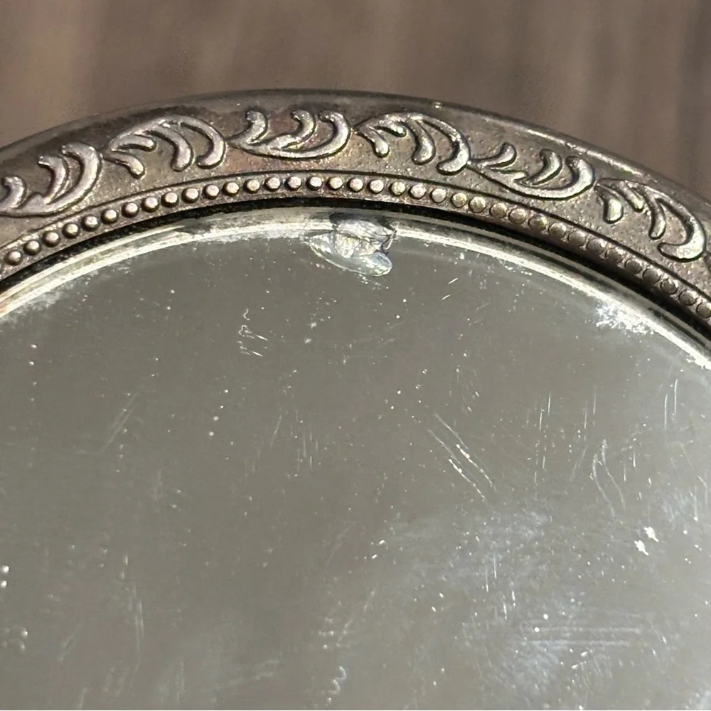 Vintage Silver-Plated Vanity Mirror Floral Design Heavy Stunning